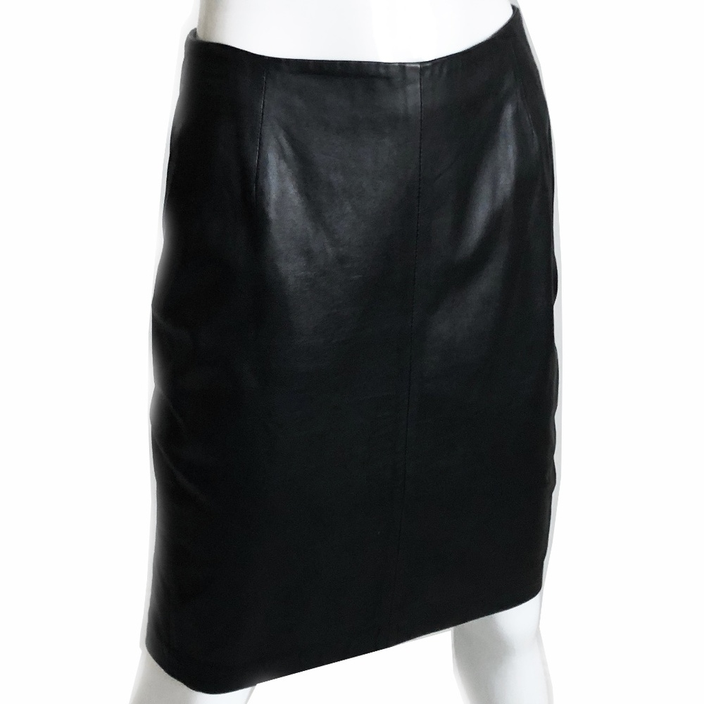 Bally Pencil Skirt Black Calfskin Leather Made in Italy size 40